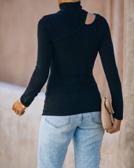 Zora Ribbed Cutout Turtleneck Knit Top Ins Street