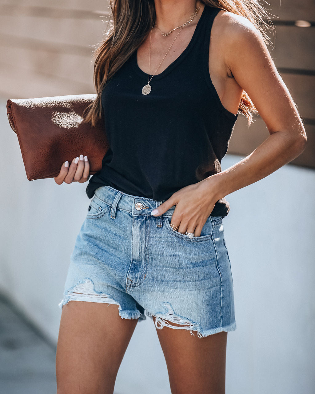 Hazel High Rise Distressed Denim Shorts Ins Street