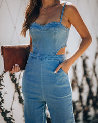 Vitamin Sea Pocketed Denim Cutout Jumpsuit - Denim Ins Street