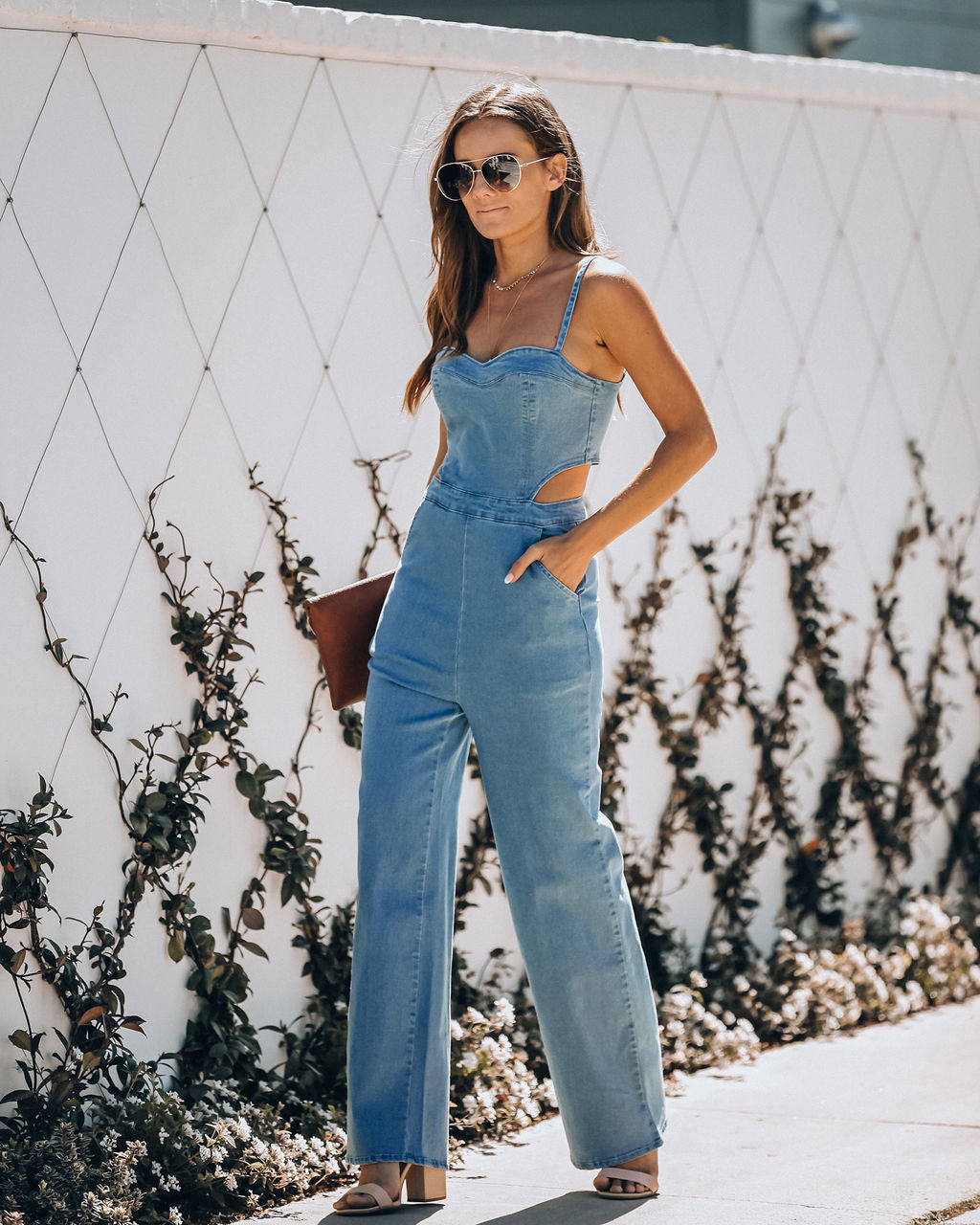 Vitamin Sea Pocketed Denim Cutout Jumpsuit - Denim Ins Street