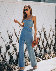 Vitamin Sea Pocketed Denim Cutout Jumpsuit - Denim Ins Street