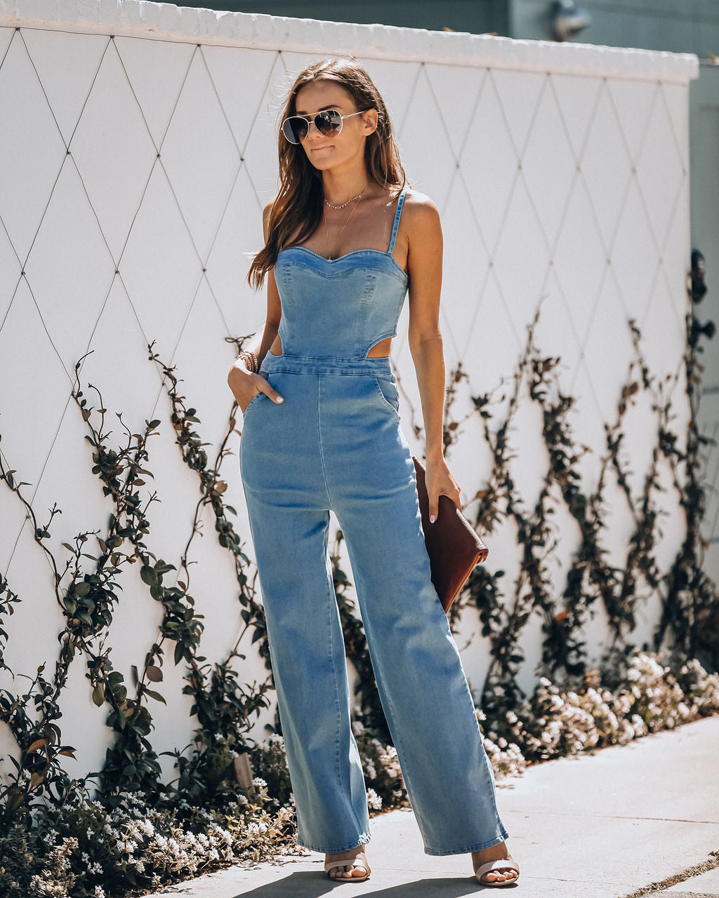 Vitamin Sea Pocketed Denim Cutout Jumpsuit - Denim Ins Street