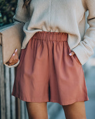 Feather Cotton Pocketed High Rise Shorts - Clay Ins Street