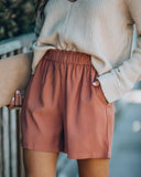 Feather Cotton Pocketed High Rise Shorts - Clay Ins Street
