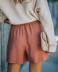 Feather Cotton Pocketed High Rise Shorts - Clay Ins Street