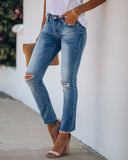 Right Place Right Time Mid Rise Distressed Denim