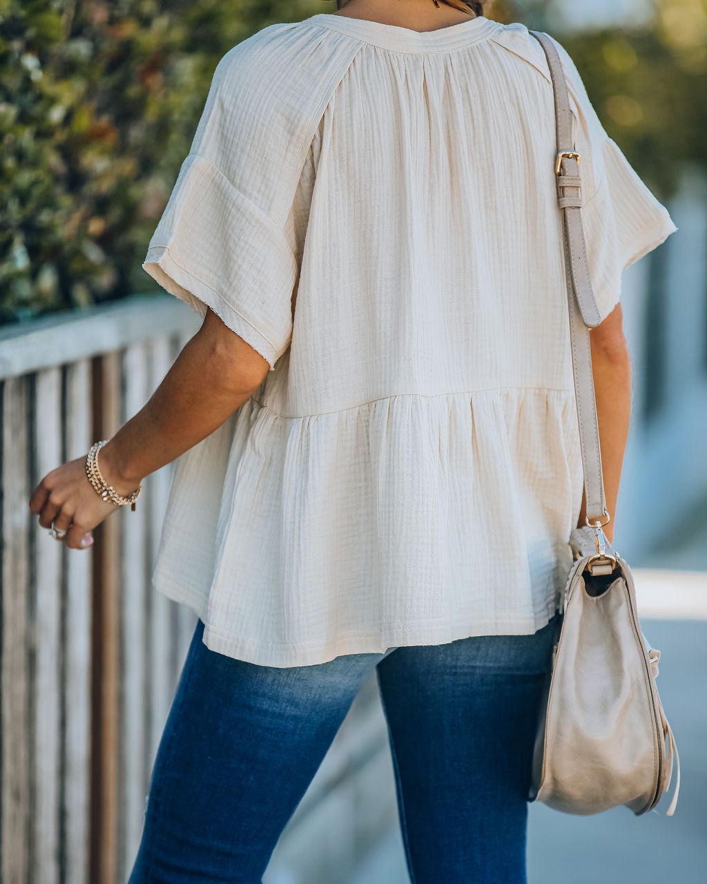 Candid Cotton Peplum Top - Natural Ins Street