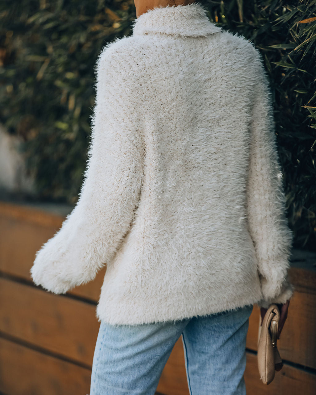 Above All Fuzzy Turtleneck Knit Sweater - Cream FLAT-001