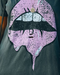 Drooling Over You Distressed Cotton Lips Tee Ins Street