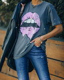 Drooling Over You Distressed Cotton Lips Tee Ins Street
