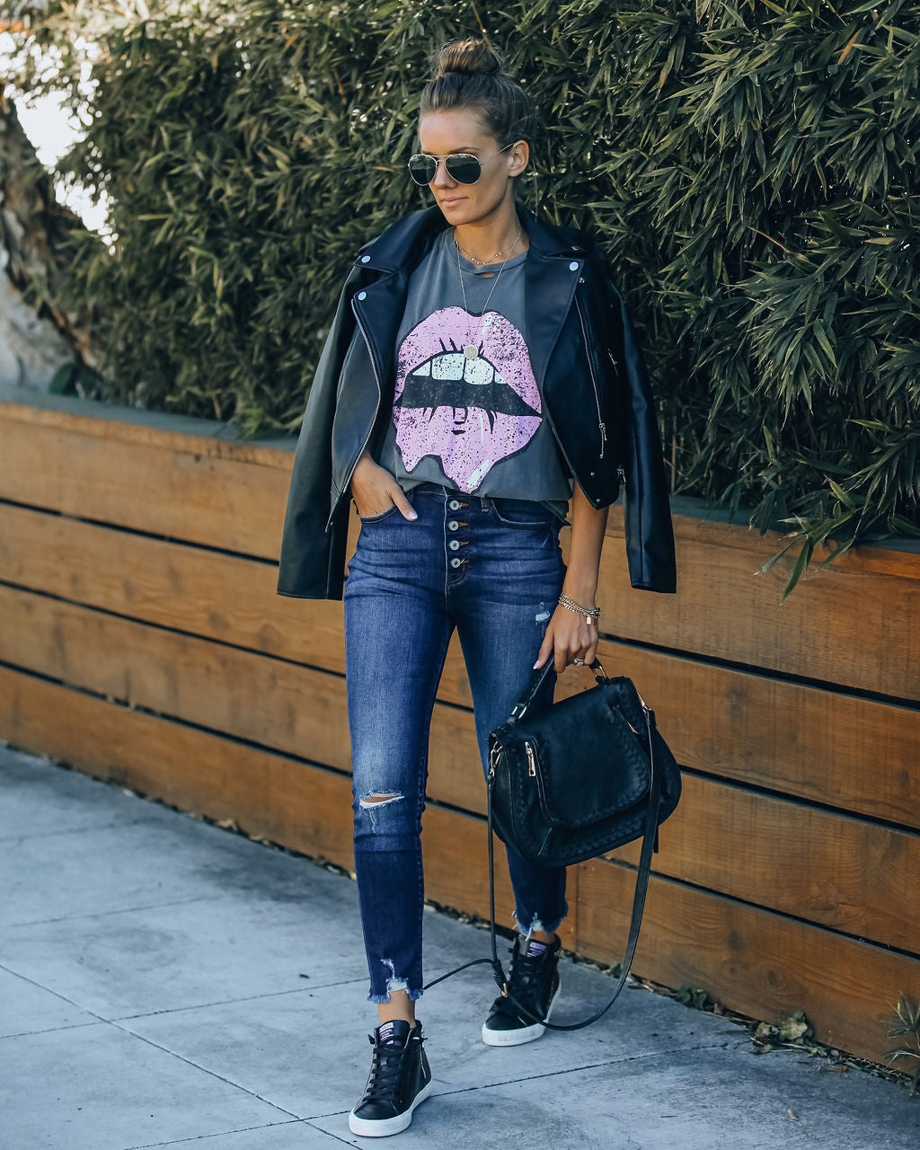 Drooling Over You Distressed Cotton Lips Tee Ins Street