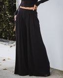 Hermosa Pocketed Ribbed Wide Leg Pants - Dark Charcoal Ins Street