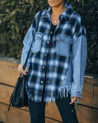 Dax Cotton Plaid Distressed Denim Shacket DANC-001