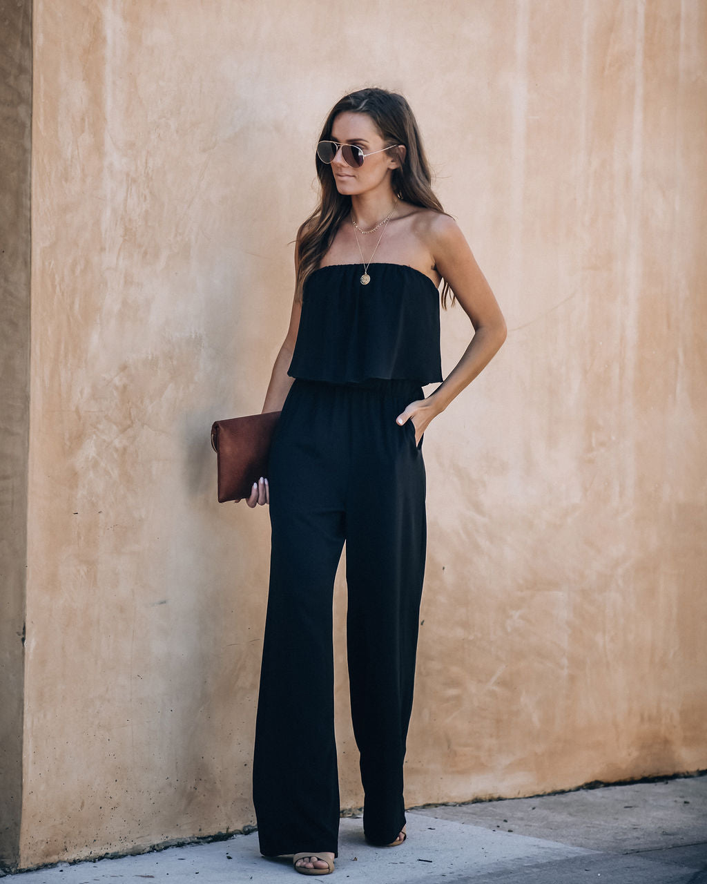 Supreme Strapless Pocketed Jumpsuit - Black - FINAL SALE Ins Street