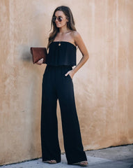 Supreme Strapless Pocketed Jumpsuit - Black - FINAL SALE Ins Street