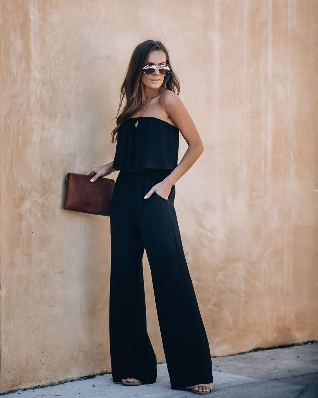 Supreme Strapless Pocketed Jumpsuit - Black - FINAL SALE Ins Street