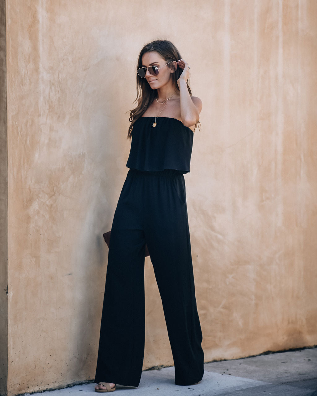 Supreme Strapless Pocketed Jumpsuit - Black - FINAL SALE Ins Street