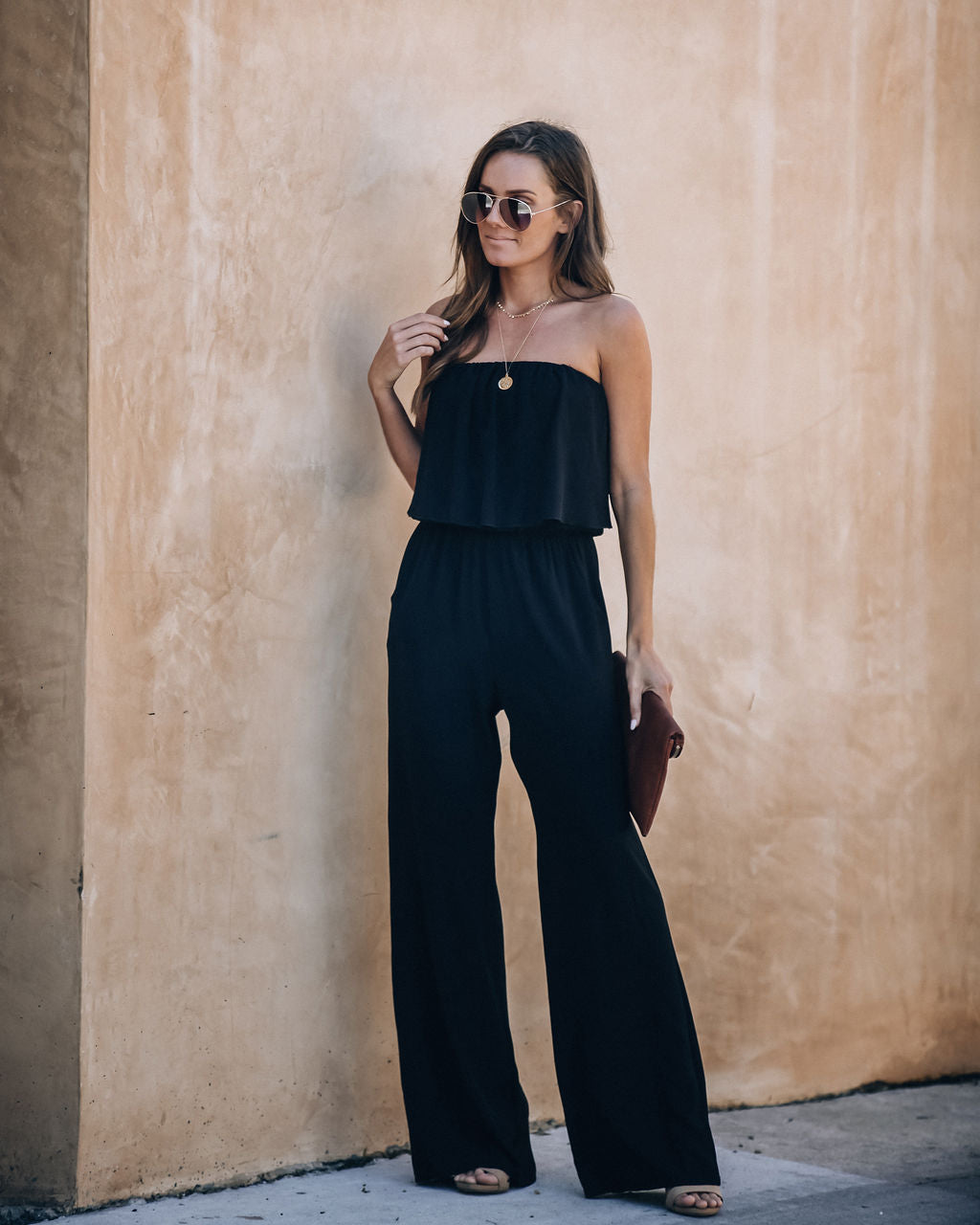 Supreme Strapless Pocketed Jumpsuit - Black - FINAL SALE Ins Street