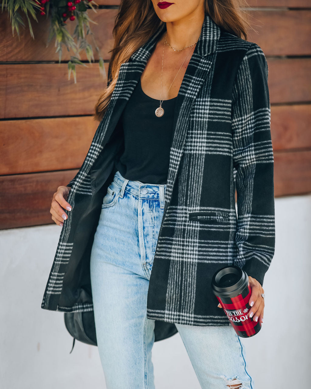 Hyde Pocketed Plaid Wool Blend Coat Ins Street