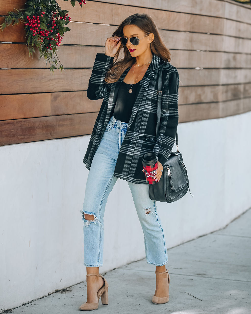 Hyde Pocketed Plaid Wool Blend Coat Ins Street