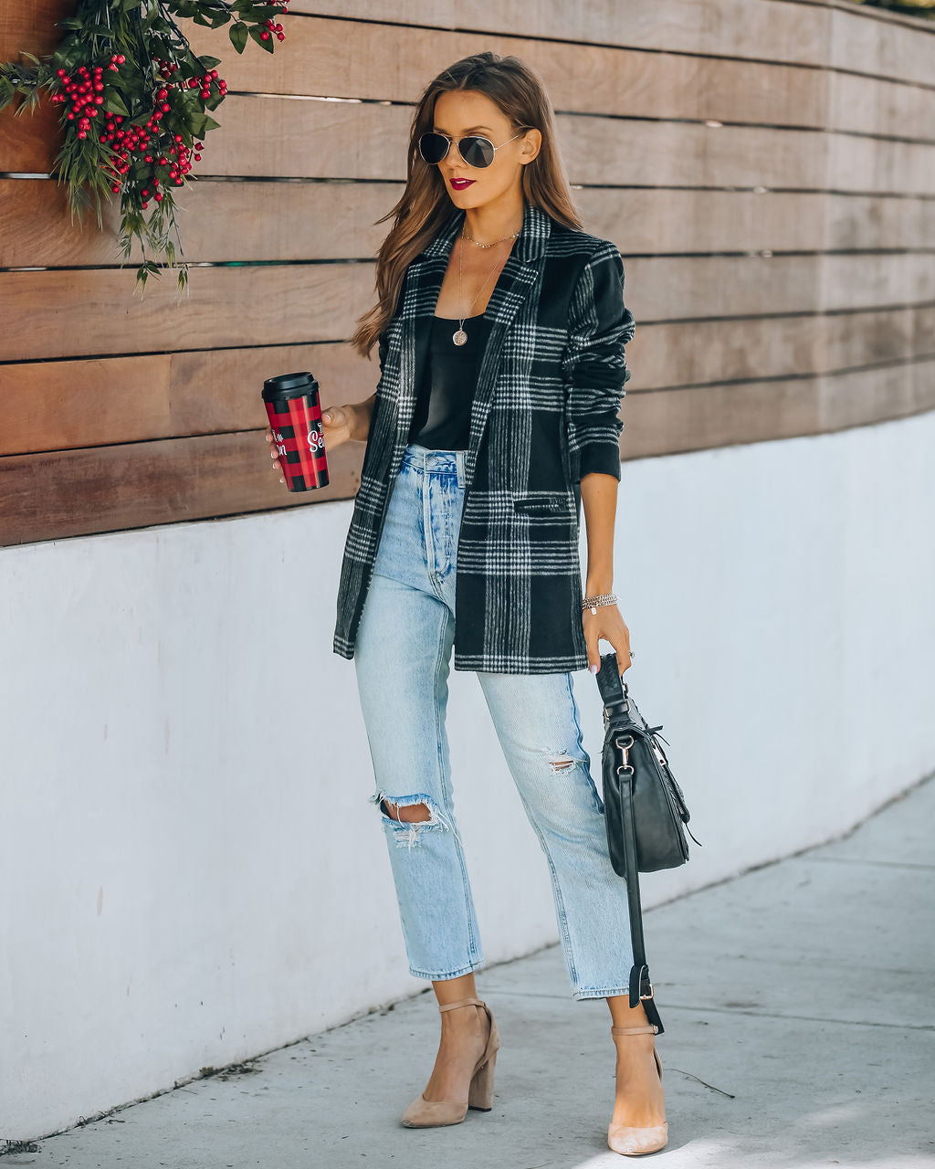 Hyde Pocketed Plaid Wool Blend Coat Ins Street