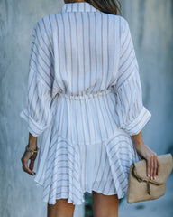 Hina Striped Button Down Shirt Dress Ins Street