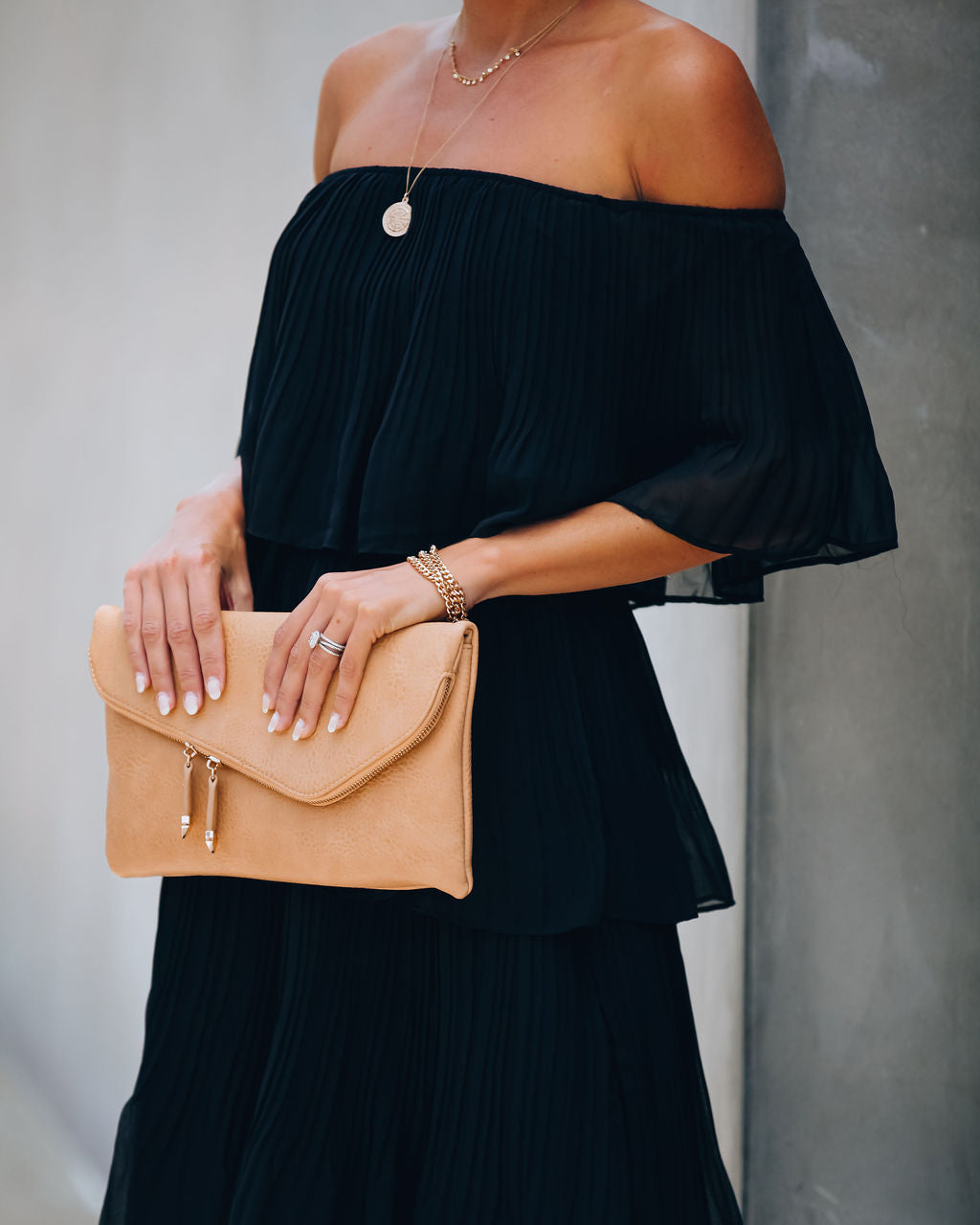 Bonifacio Tiered Pleated Midi Dress - Black InsStreet