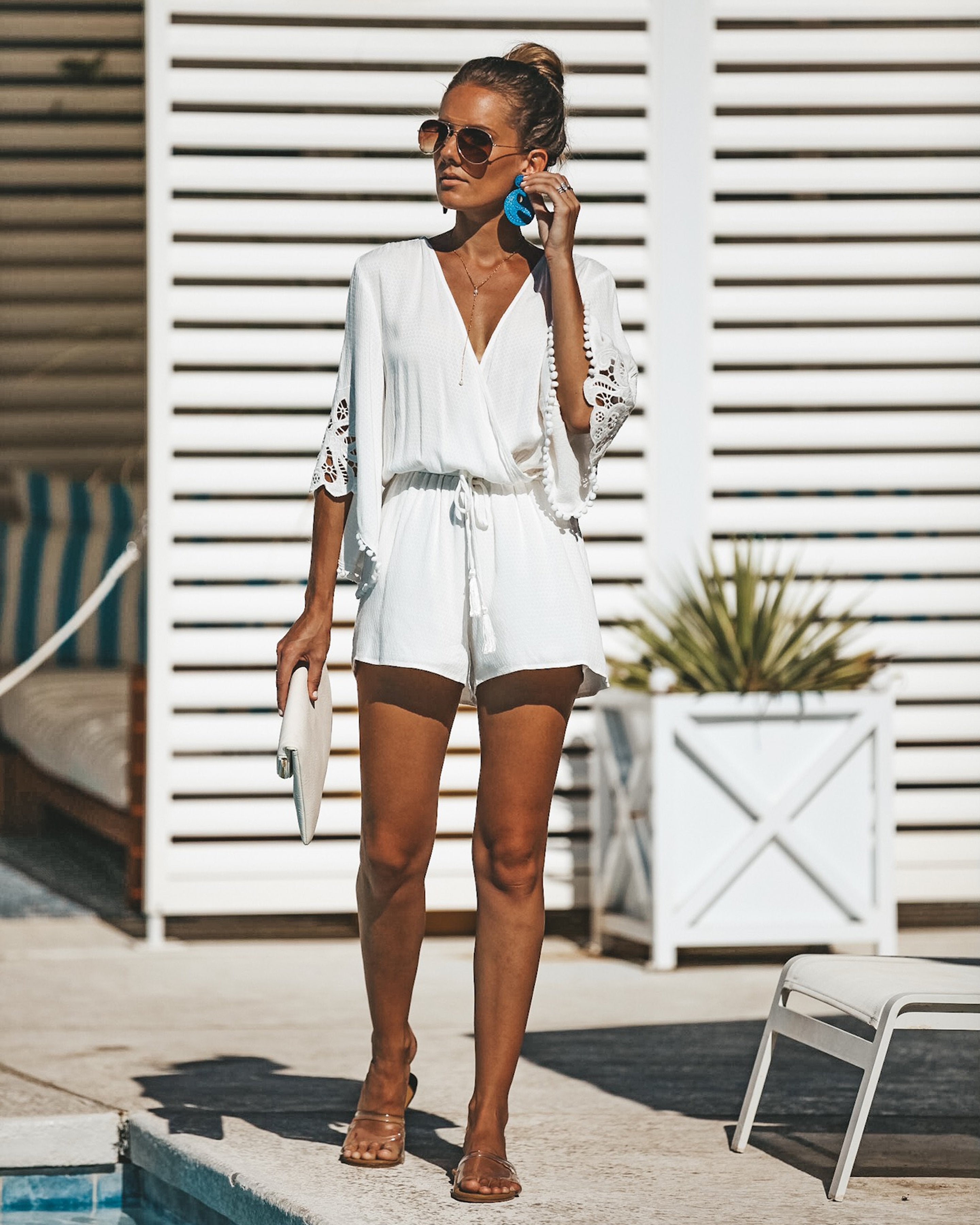 Jewel Crochet Lace Romper - Off White Ins Street