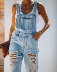 Sassy Sweetheart Distressed Denim Overalls Ins Street