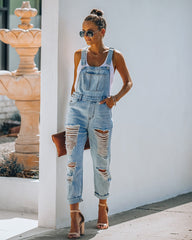 Sassy Sweetheart Distressed Denim Overalls Ins Street