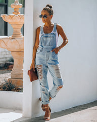 Sassy Sweetheart Distressed Denim Overalls Ins Street