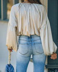 Libby Satin Billowed Crop Blouse - Champagne Ins Street