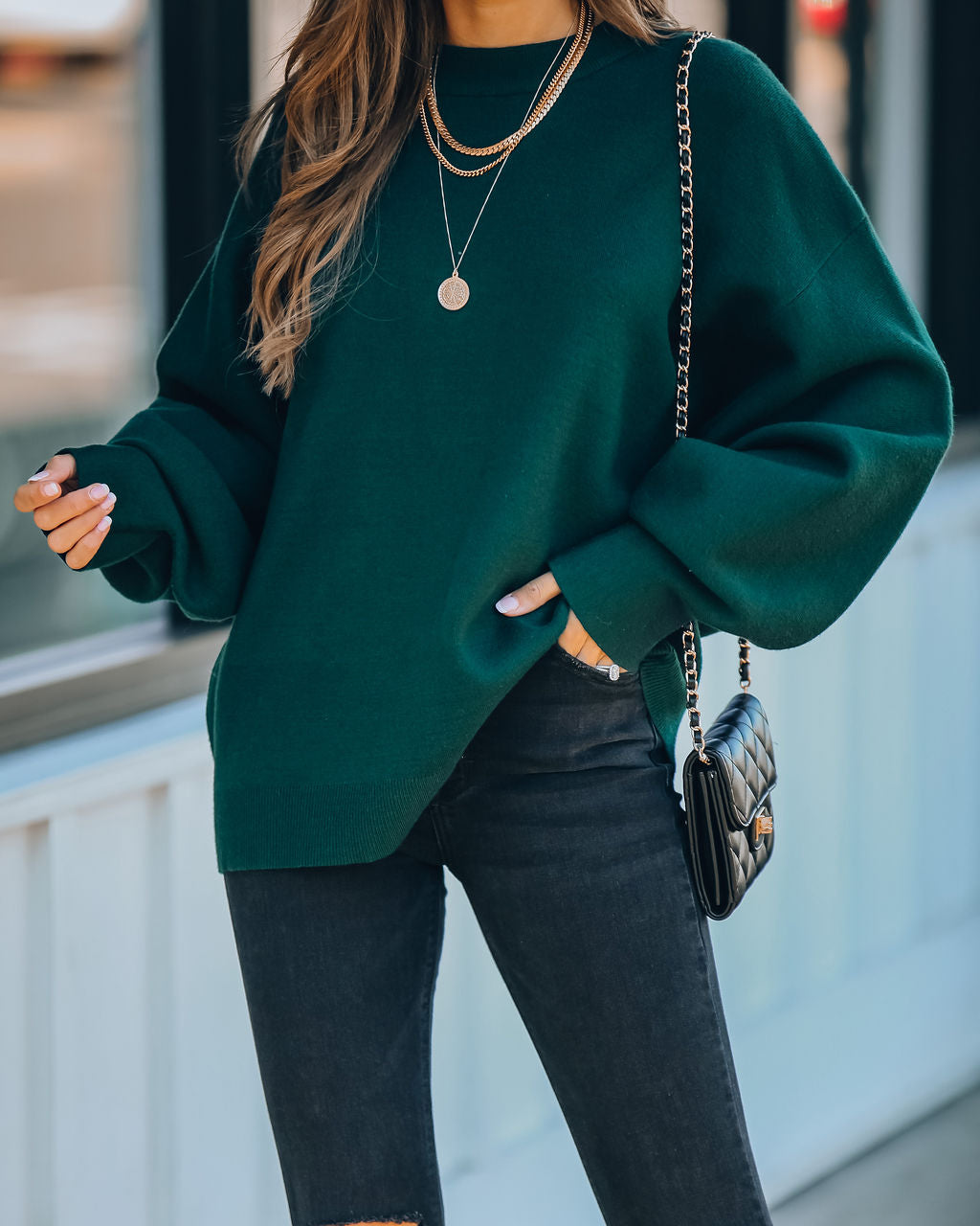 Lexa Knit Sweater - Hunter Green Ins Street