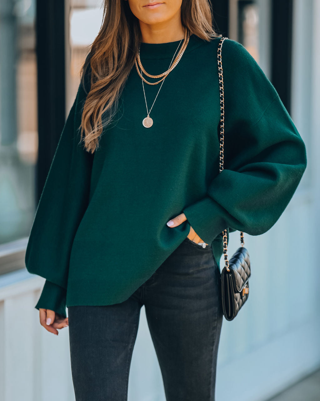 Lexa Knit Sweater - Hunter Green Ins Street