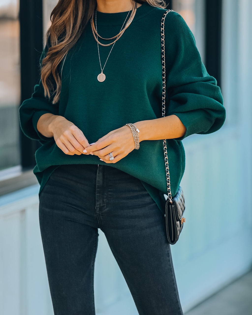 Lexa Knit Sweater - Hunter Green Ins Street