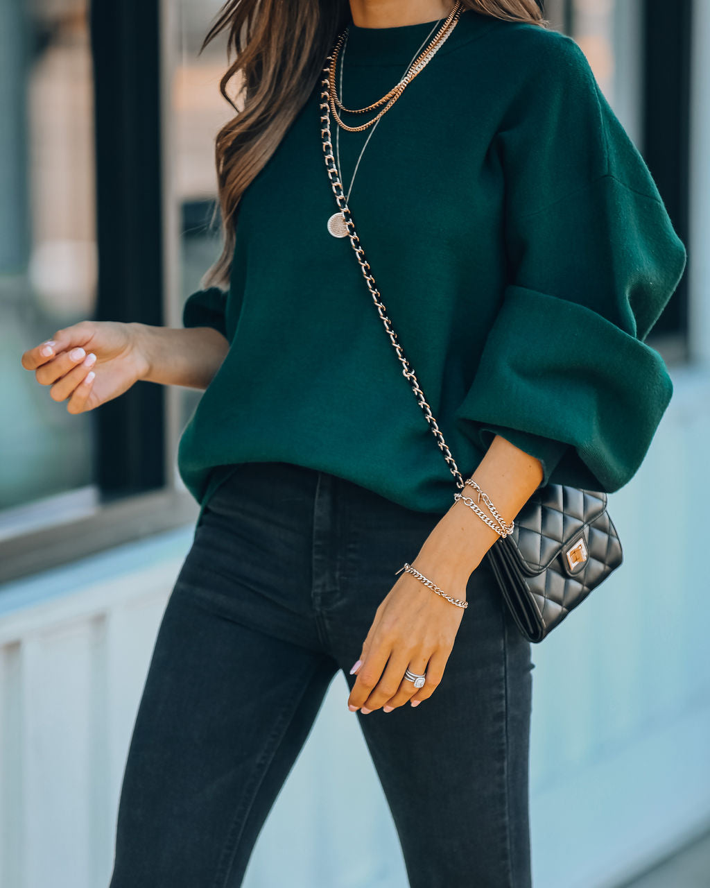 Lexa Knit Sweater - Hunter Green Ins Street