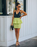 Paradise Peplum Mini Skirt - Limelight