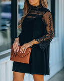 City Of Love Pocketed Crochet Lace Dress - Black ENC-001