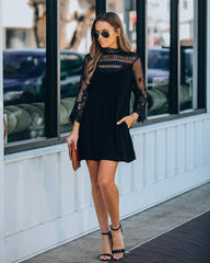 City Of Love Pocketed Crochet Lace Dress - Black ENC-001