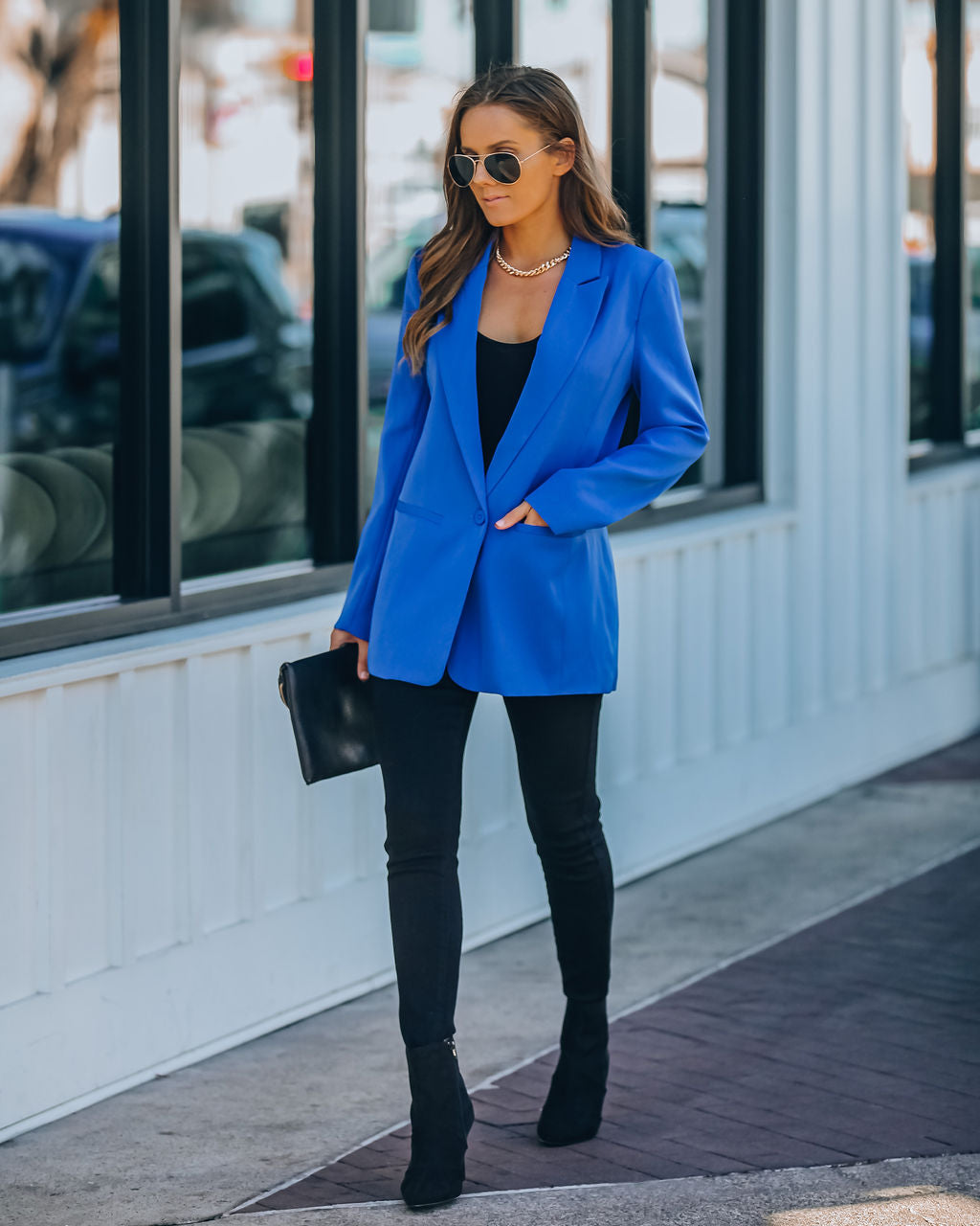 Standards Pocketed Blazer - Cobalt Blue Ins Street