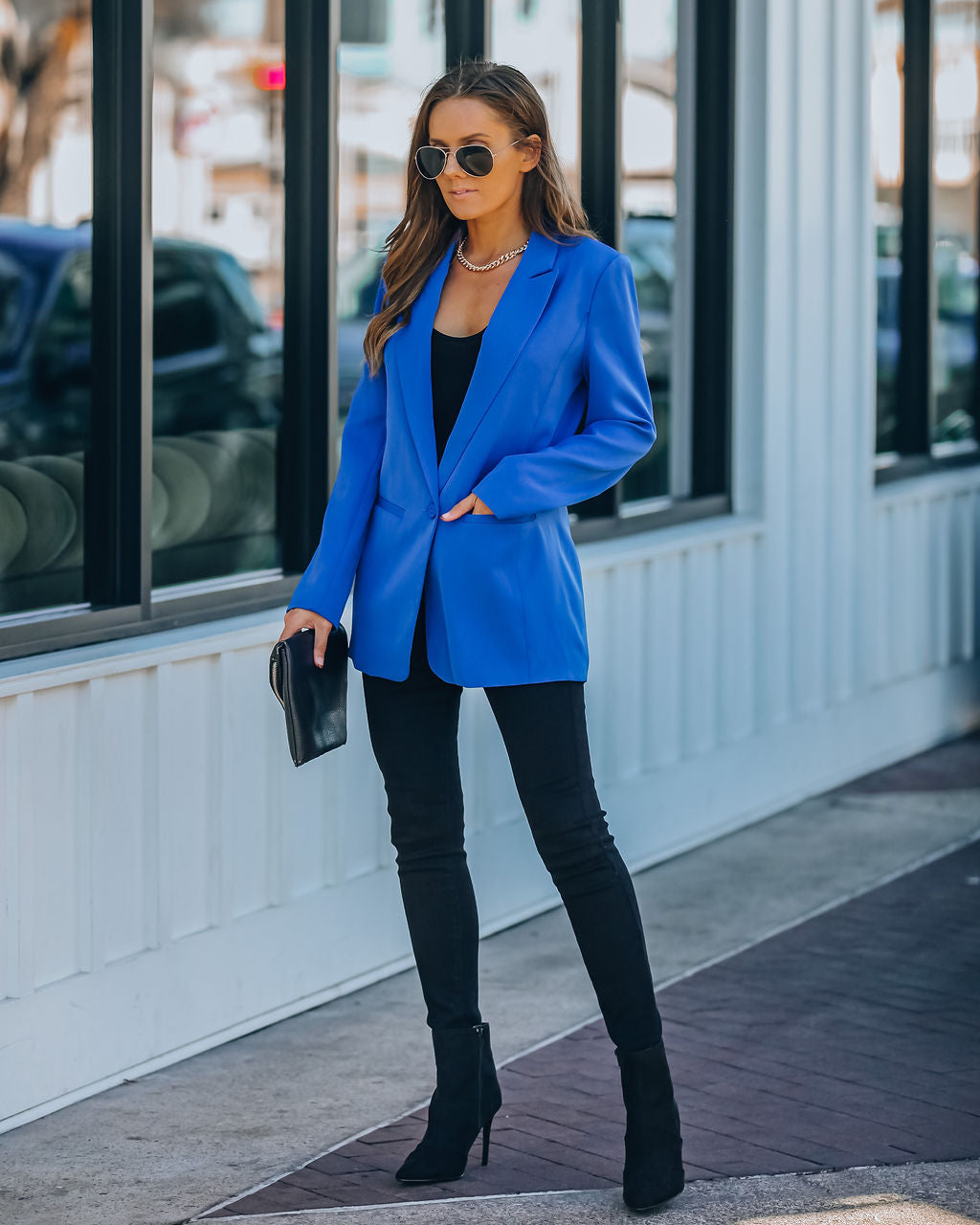 Standards Pocketed Blazer - Cobalt Blue Ins Street