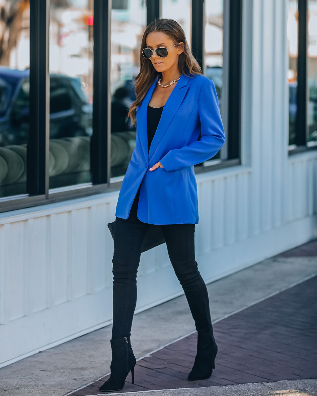 Standards Pocketed Blazer - Cobalt Blue Ins Street