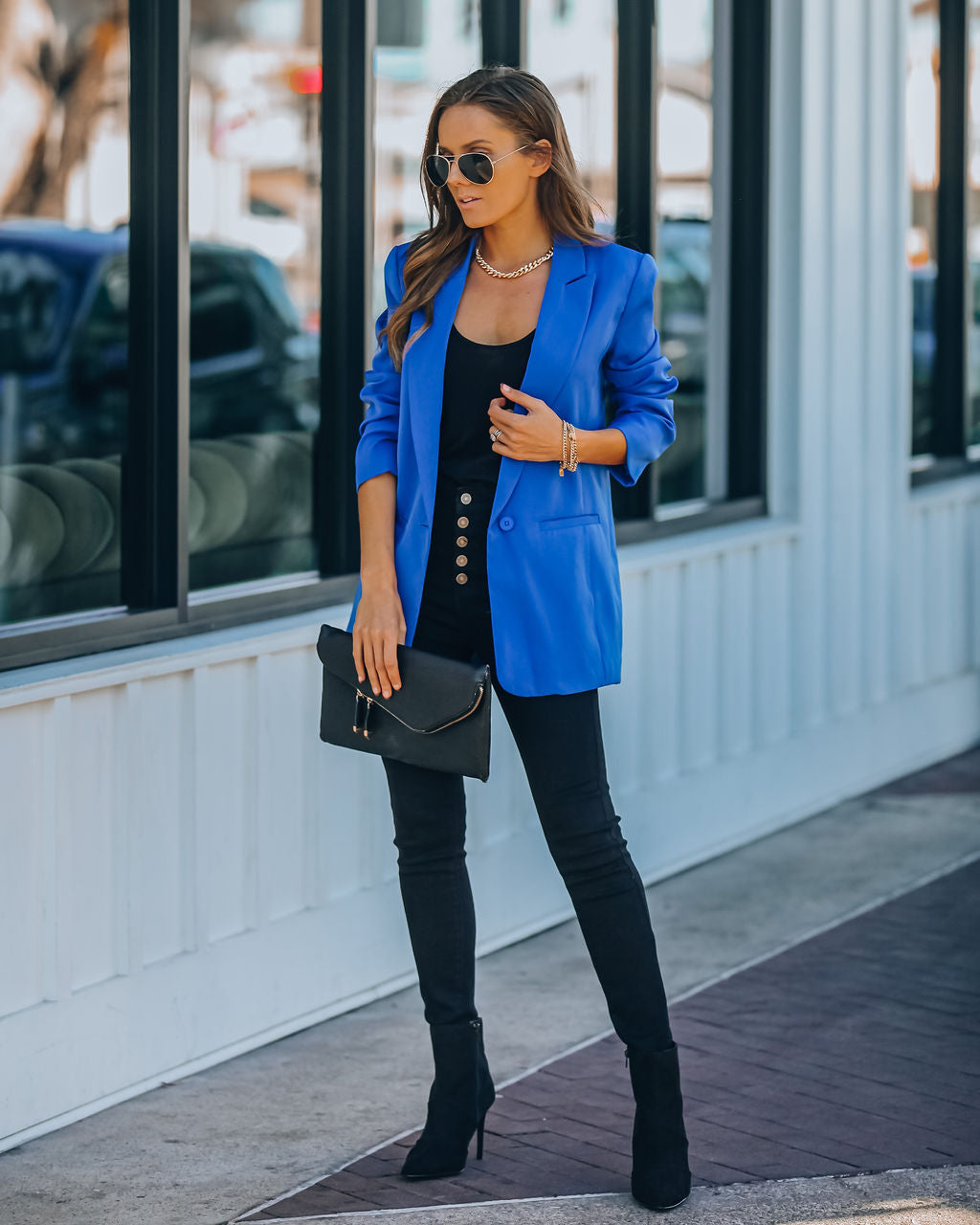 Standards Pocketed Blazer - Cobalt Blue Ins Street