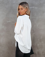 Impulse Satin Button Down Blouse - White Ins Street