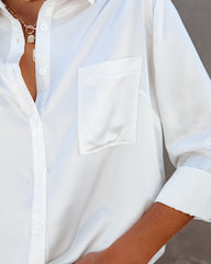 Impulse Satin Button Down Blouse - White Ins Street