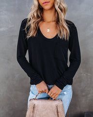 Infinity Cotton Blend Long Sleeve Pocket Top - Black Ins Street