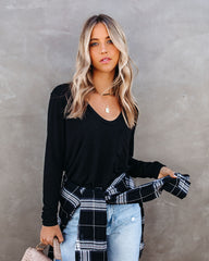 Infinity Cotton Blend Long Sleeve Pocket Top - Black Ins Street