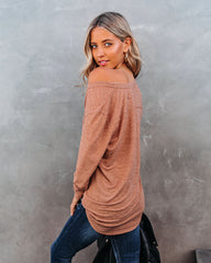 Infinity Cotton Blend Long Sleeve Pocket Top - Mocha Ins Street