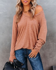 Infinity Cotton Blend Long Sleeve Pocket Top - Mocha Ins Street