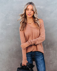 Infinity Cotton Blend Long Sleeve Pocket Top - Mocha Ins Street